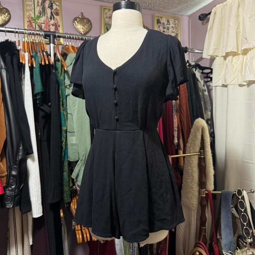 Black Button Front Romper